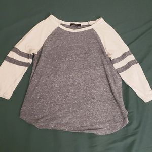 Grayish blue, white  baseball style t-shirt